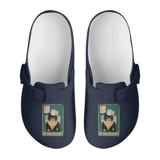 Discover Be The Change Tuxedo Cat kitten quotes gift Slip On Clogs