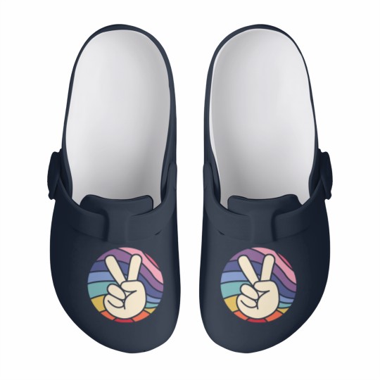 Discover Groovy Peace Sign Hand Hippie Vintage 70s Gift Slip On Clogs