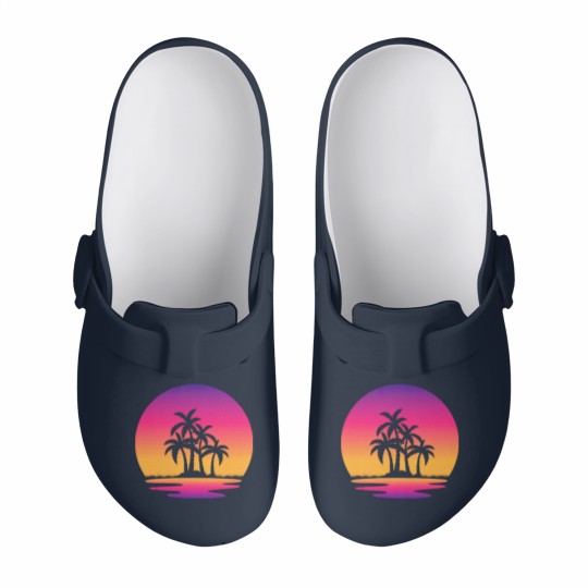 Discover Retro Sunset Retrowave Lake Sunsetby retrohub Slip On Clogs