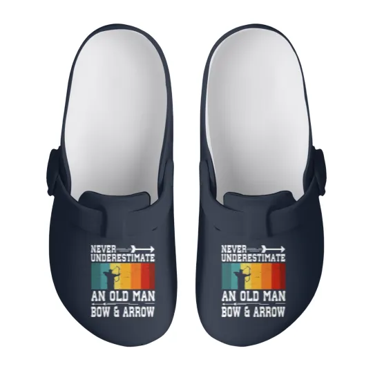 Discover Never Underestimate An Old Man With Bow and Arrow Slip On Clogs