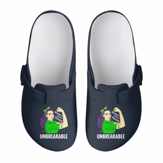 Discover Lymphoma Cancer Awareness Warrior Unbreakable Support - Lymphoma Cancer - Slip On Clogs