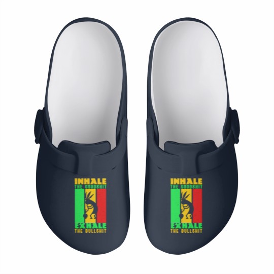 Discover Weed Inhale Goodshit Exhale Bullshit Slip On Clogs