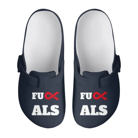 Discover Fuck ALS Awareness Month Red Ribbon Slip On Clogs