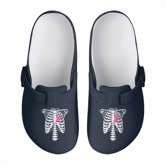 Discover Breast Cancer Awareness Skeleton Wear Pink Ribbonb Slip On Clogs