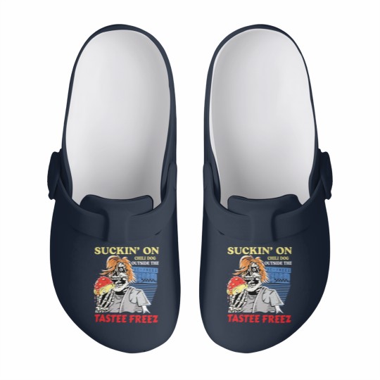 Discover Suckin’ on chili dog outside the tastee freez Slip On Clogs