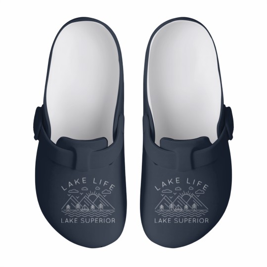Discover Lake Superior - Lake Life Geometric Illustration - Lake Superior - Slip On Clogs