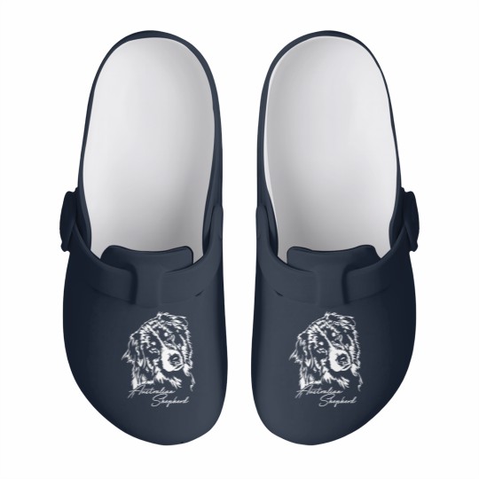 Discover Australian Shepherd Aussie dog portrait - Australian Shepherd Lover - Slip On Clogs