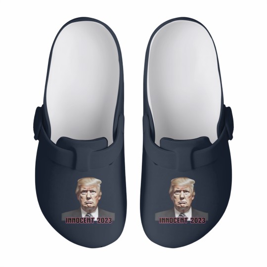 Discover President Donald J. Trump Not Guilty 2023 Indictment Slip On Clogs