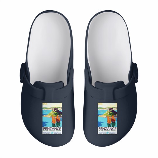 Discover Penzance in the Cornish Riviera - Vintage British Travel Poster Art - Travel - Slip On Clogs
