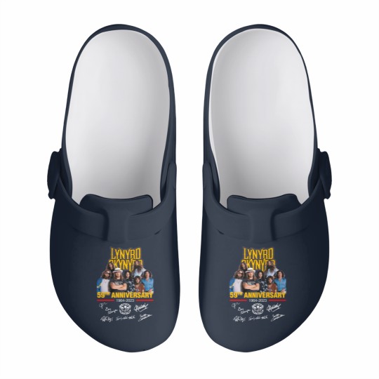 Discover Lynyrd Skynyrd 59th Anniversary 1964-2023 Signatures Slip On Clogs