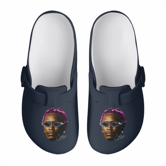 Discover YOUNG THUG Slip On Clogs | White Pink Rare Hip Hop Graphic Print