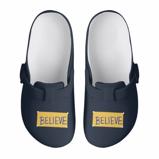 Discover Believe Slip On Clogs, Motivational Sport Slip On Clogs, Ted Lasso Believe Sign Slip On Clogs