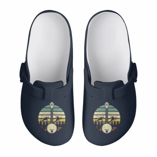 Discover Retro Banjo Mountains And Sun 80's Graphic Gift Slip On Clogs