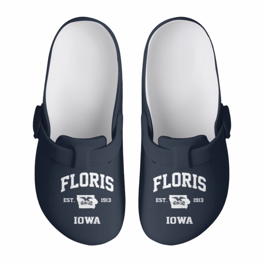 Discover Floris Iowa IA Vintage State Athletic Style Slip On Clogs