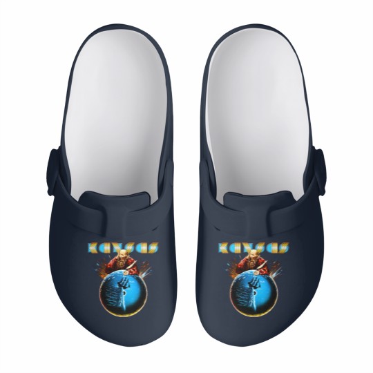 Discover Kansas Rock Band Point Of Know Return Slip On Clogs, Vintage Kansas Slip On Clogs
