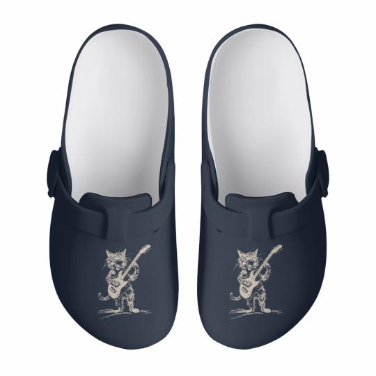 Discover Cat Strumming the Guitar Slip On Clogs, Cat Playing Bass Guitar Slip On Clogs