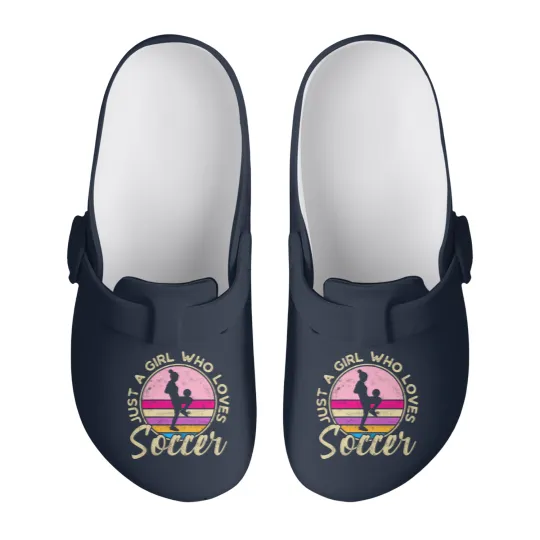 Discover just a girl who loves soccer women retro vintage soccer t Slip On Clogs