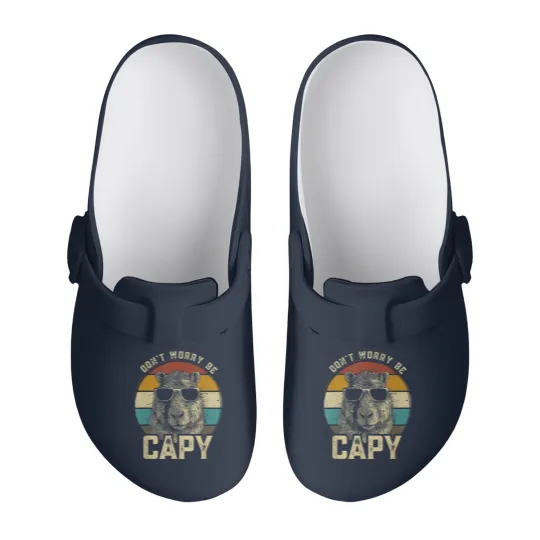 Discover Capybara Dont Be Worry Be Capy funny animal Capybara Lover Slip On Clogs