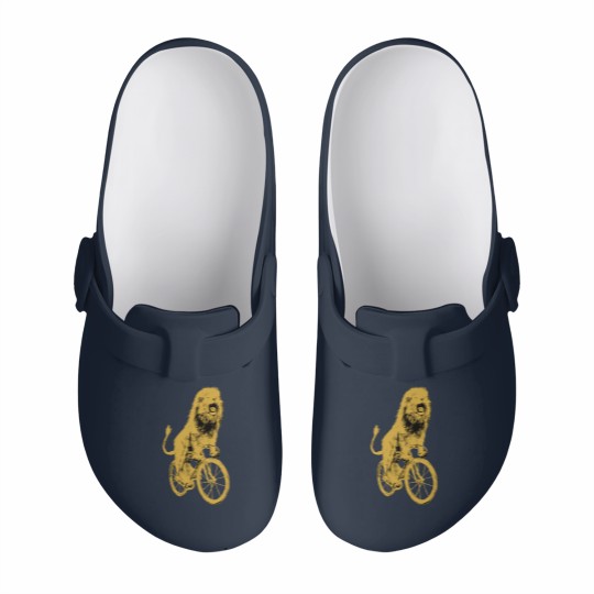 Discover Bicycling Lion Slip On Clogs - Screen Printed Unisex Slip On Clogs, Lion Slip On Clogs, Lion Lovers, Bike Slip On Clogs, Alternative Apparel, Dark Cycle Clothing