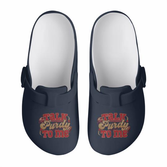 Discover Talk Purdy To Me Slip On Clogs, San Francisco Football Slip On Clogs