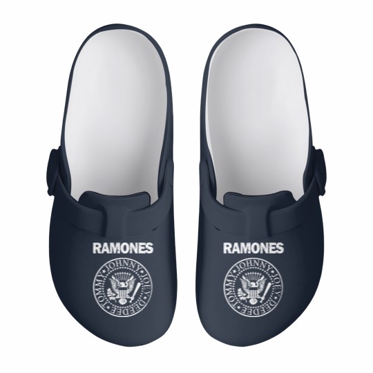 Discover RAMONES Presidential Seal Distressed Logo GRAY/white Slip On Clogs New S-5XL