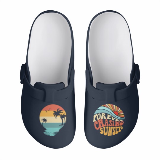 Discover Forever Chasing Sunsets Slip On Clogs, Retro Summer Slip On Clogs, Summer Vibes Slip On Clogs, Beach Slip On Clogs, Vacation Slip On Clogs, Summer Vacation Slip On Clogs, Trendy Slip On Clogs