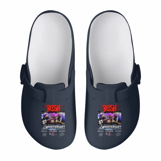 Discover New 55 Years RUSH Band 1968-2023 Signatures Slip On Clogs