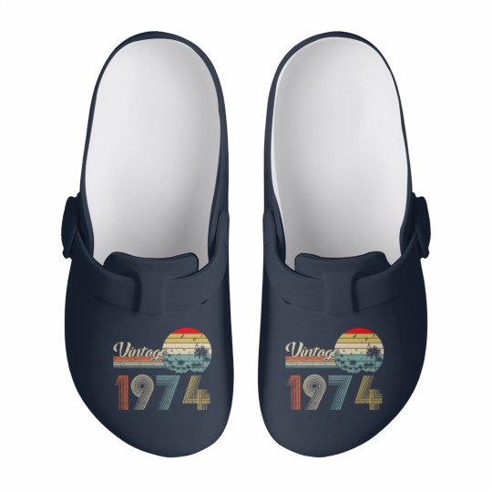Discover Vintage 1974 Slip On Clogs, 1974 Birthday Slip On Clogs, 49th Birthday Slip On Clogs