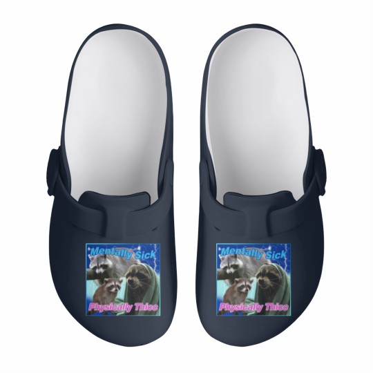 Discover Mentally Sick Physically Thicc Raccoon Meme Slip On Clogs, Raccoon Tanuki Slip On Clogs