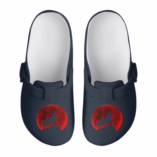 Discover Wolf Howling at Moon Slip On Clogs