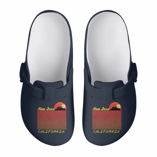 Discover Vintage San Jose City California Downtown Skyline Slip On Clogs