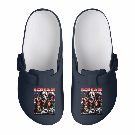 Discover Limited Vintage Scream Movie Slip On Clogs, Scream Halloween Slip On Clogs, Gift For Woman and Man Unisex Slip On Clogs