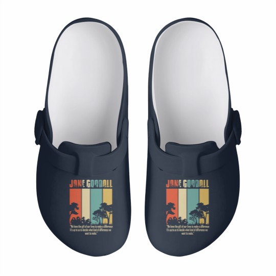 Discover Cotton Navy Jane Goodall Difference Crew Neck Tops Fashion Tees Slip On Clogs