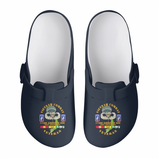 Discover Vietnam Combat Infantry Veteran w 173rd Airborne Bde SSI V1 Slip On Clogs
