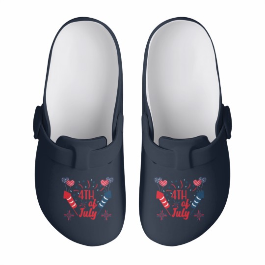 Discover 4th of July Fireworks Red White Blue Patriotic Slip On Clogs