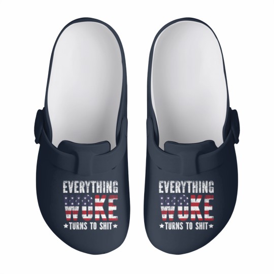 Discover Everything Woke turns to Shit Vintage USA Flag - Everything Woke Turns To Shit - Slip On Clogs