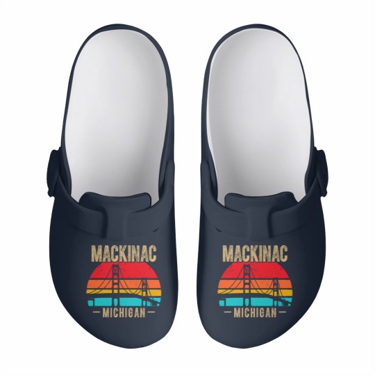 Discover mackinac bridge mackinaw retro vintage michigan souvenir Slip On Clogs