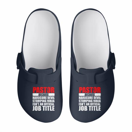 Discover Pastor Because Hardcore Devil Stomping Ninja Isn_t an Offical Job Title I Wanted A Lie In But I_m The Pastor Funny Church Slip On Clogs