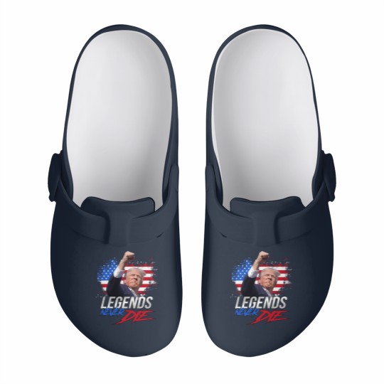 Discover Trump Legends Never Die Dark Slip On Clogs, Trump Fight 2024 Slip On Clogs