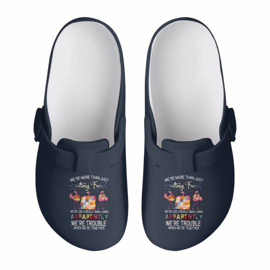 Discover were more than just quilting friends flamingo quilting Slip On Clogs