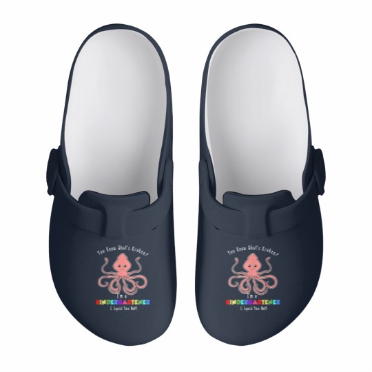 Discover Kindergarten Kraken Funny Back to School Pun Quote Joke Slip On Clogs