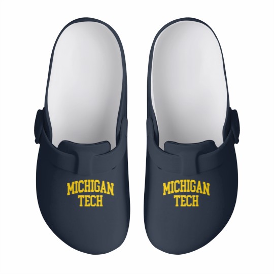 Discover michigan tech - college font curved Slip On Clogs
