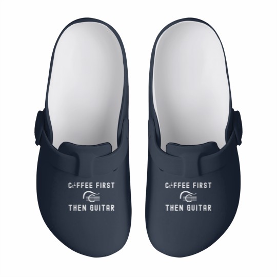 Discover coffee first then guitar funny coffee and guitar Slip On Clogs