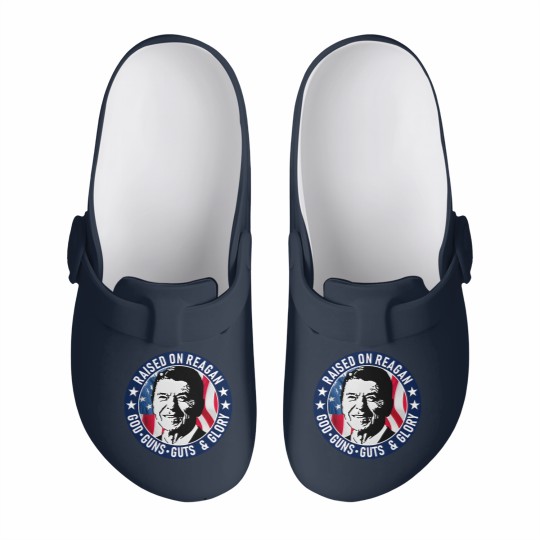 Discover Ronald Reagan Raised On Reagan Slip On Clogs