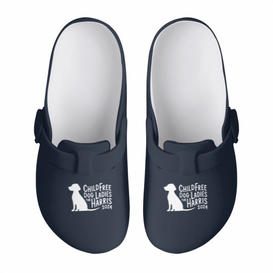 Discover Childfree Dog Ladies Slip On Clogs, Harris 2024 Cat Slip On Clogs, Funny Kamala Harris Graphic Slip On Clogs
