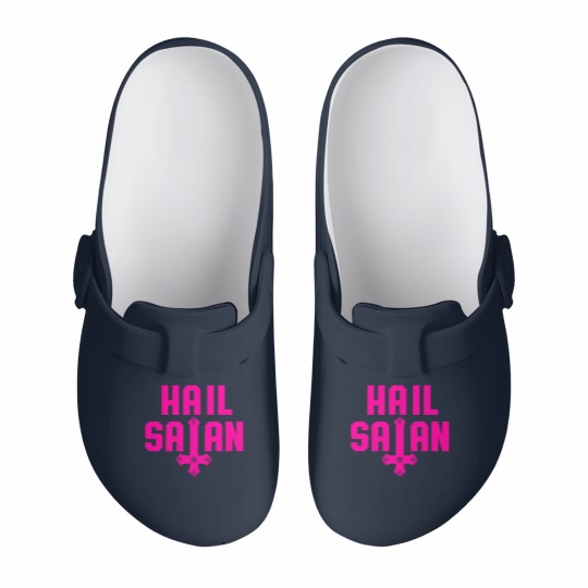 Discover Hail Satan | Hot Pink on Black | Satanic - Hail Satan - Slip On Clogs