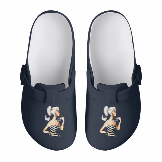 Discover Retro Vintage Doll Pinup Fashion 1950s barbie-doll Pop Art Slip On Clogs