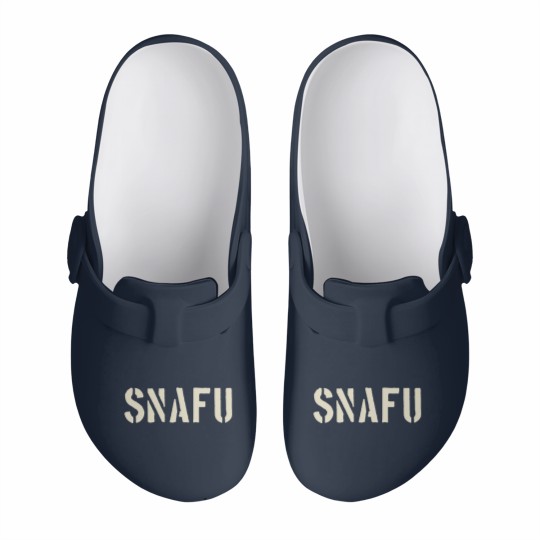 Discover SNAFU Funny Military Slang Design Stencil look le Slip On Clogs