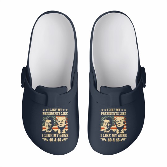 Discover I Like my Presidents Like I Like My Guns 40 45 Slip On Clogs, Ronald Reagan and Donald Trump Slip On Clogs
