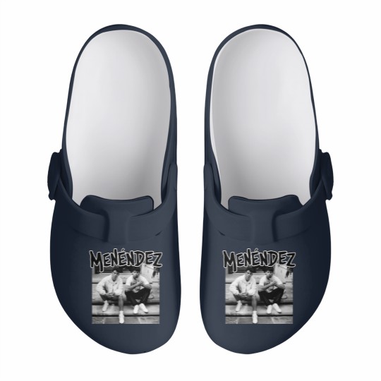 Discover MENENDEZ - out of step porch punk hardcore throwback true crime brothers Slip On Clogs
